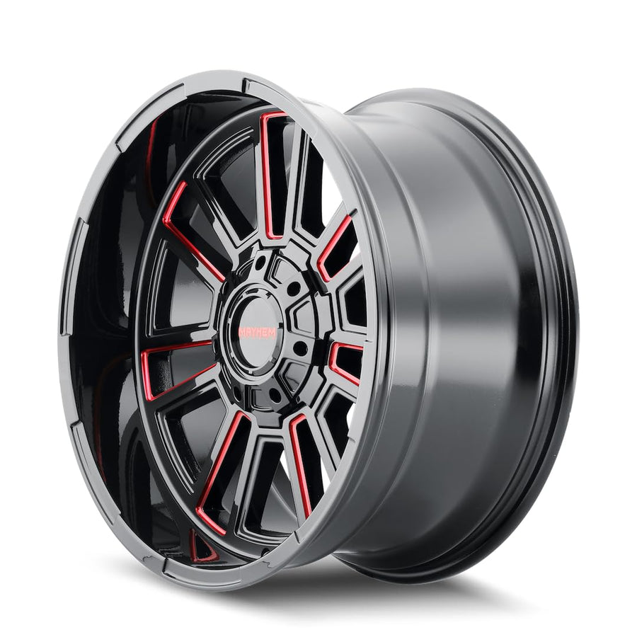 APOLLO MAYHEM 8115 GLOSS BLACK MILLED PRISM RED MILLED 20-9 8-165.1 0MM 125.2MM