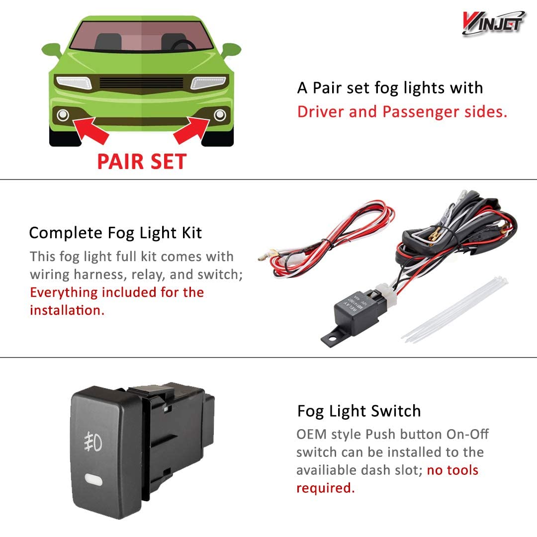 Winjet Driving Fog Lights Compatible with [2003 2004 2005 Honda Accord Coupe] + Switch + Wiring Kit, clear lens (WJ30-0037-09)