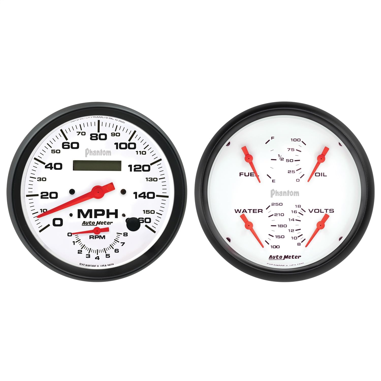 Auto Meter Gauge Kit 5805, 2 Pc., Tach/Speedo & Quad, 5", Phantom