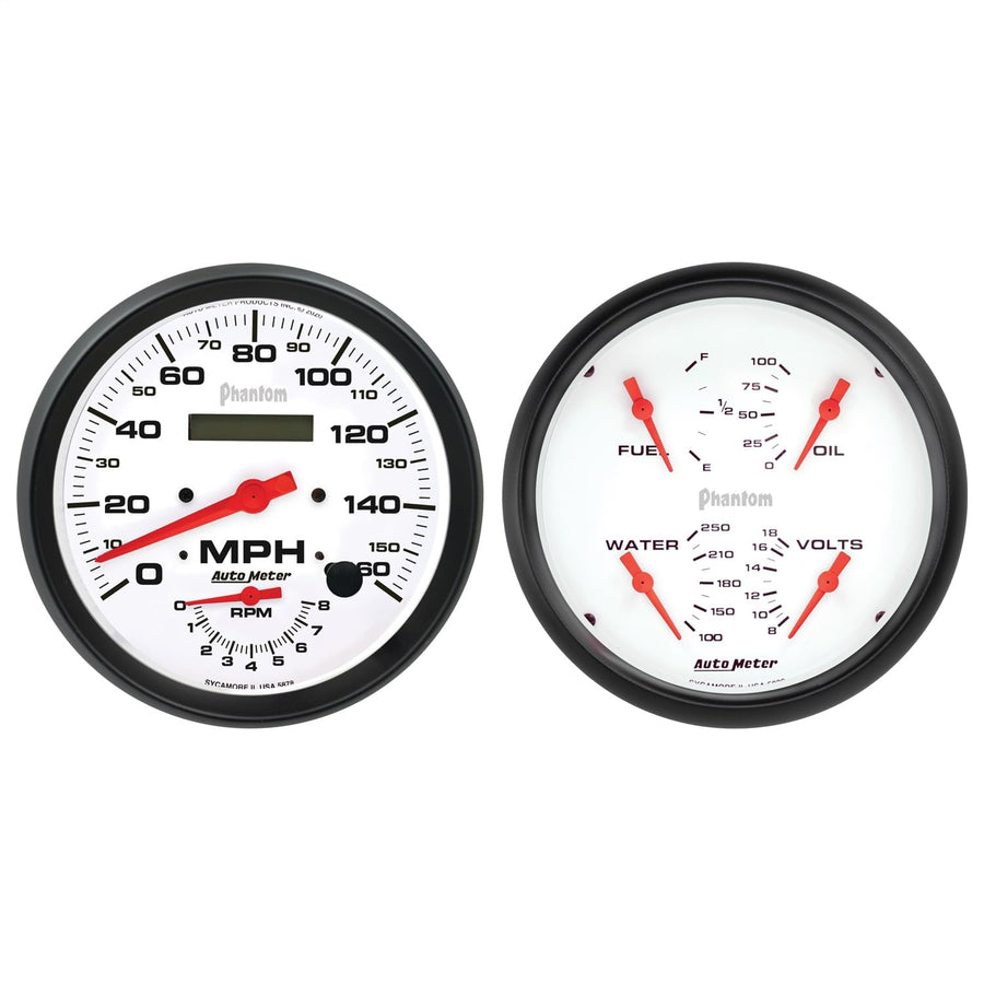 Auto Meter Gauge Kit 5805, 2 Pc., Tach/Speedo & Quad, 5", Phantom