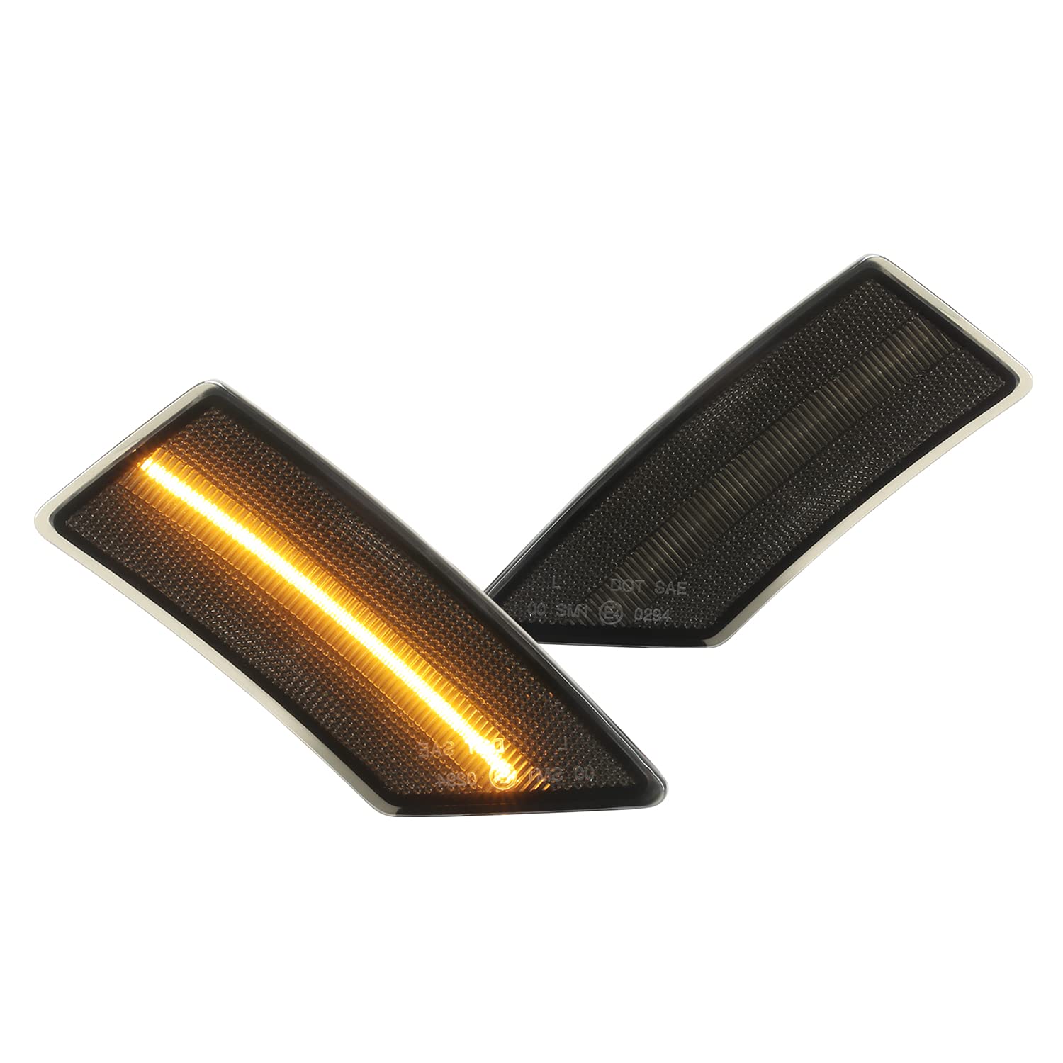Ford Ranger 2019-2021 2PC LED Side Marker Lights (Chrome Housing/Smoke Lens)