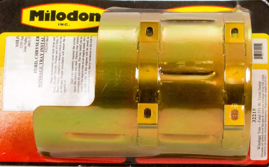Milodon Gold Zinc Plated 32215 Louver Designed Front Sump Windage Tray for Ford Windsor 351