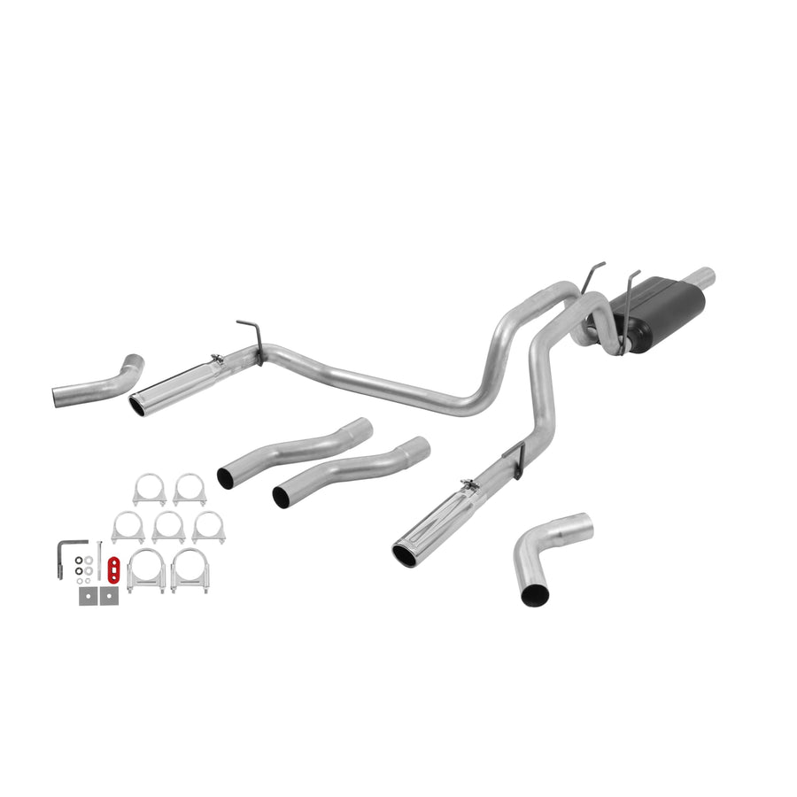 American Thunder Flowmaster 817424 Cat-Back Exhaust Kit Dual 2.5 Inch Tailpipes Stainless Steel 3 Inch Polished Stainless Steel Tips Compatible with 2006-2008 Dodge Ram 1500 4.7L
