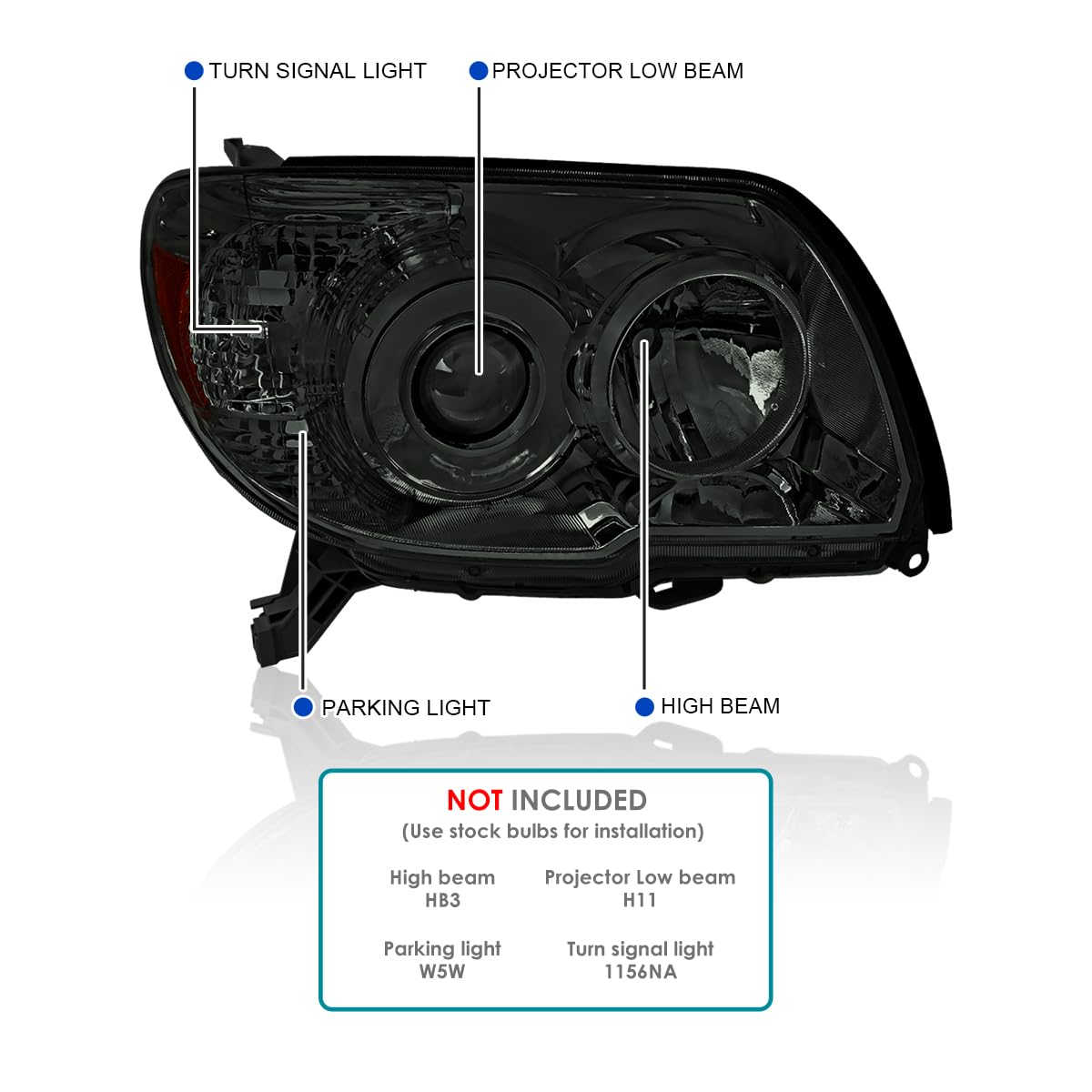 Smoke Projector Headlights SPEC-D TUNING Compatible with 2006-2009 Toyota 4Runner SR5 Limited, Left + Right Pair Headlamps Assembly