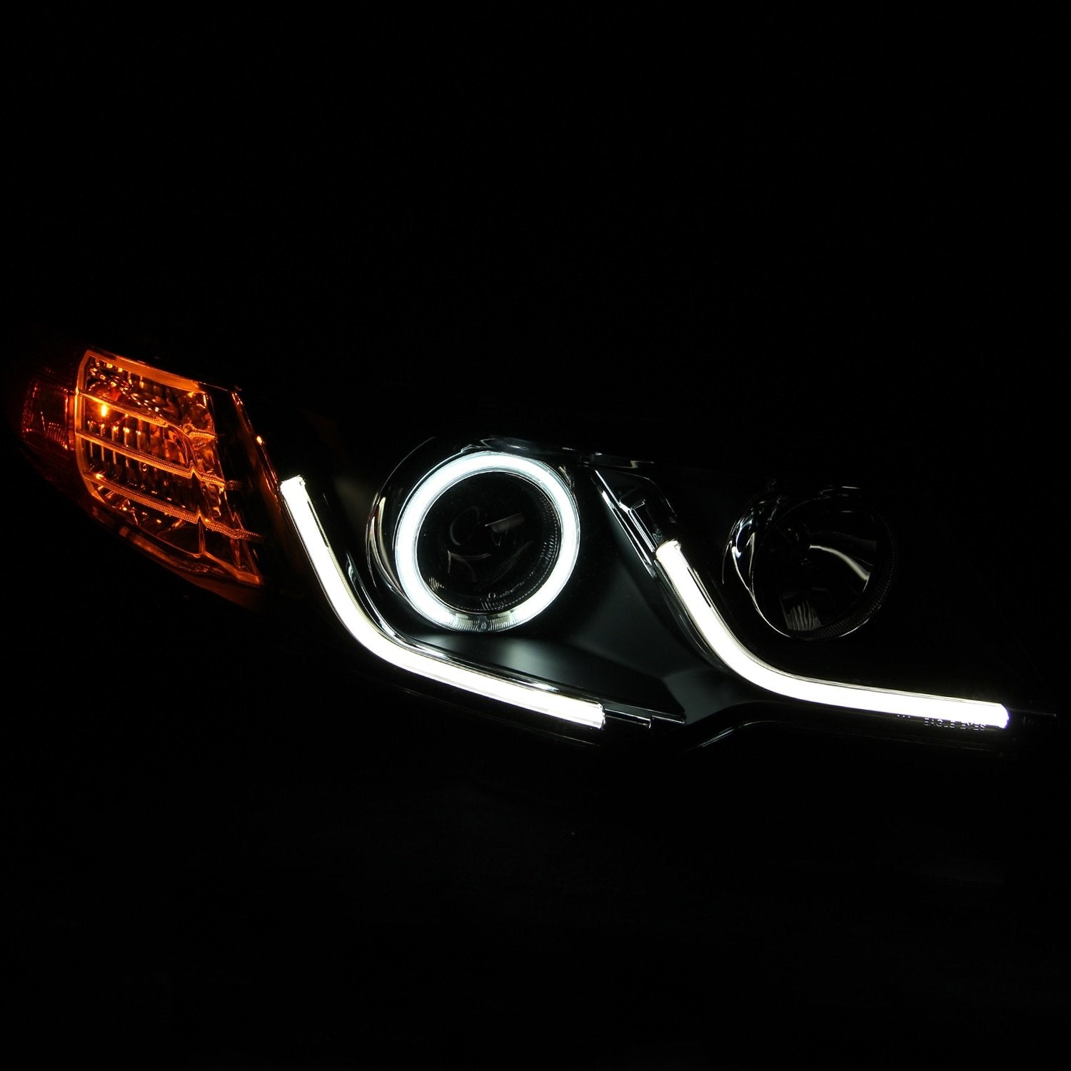 Halogen Projector Headlight Black/Clear/Amber for Kia Forte AnzoUSA 121458