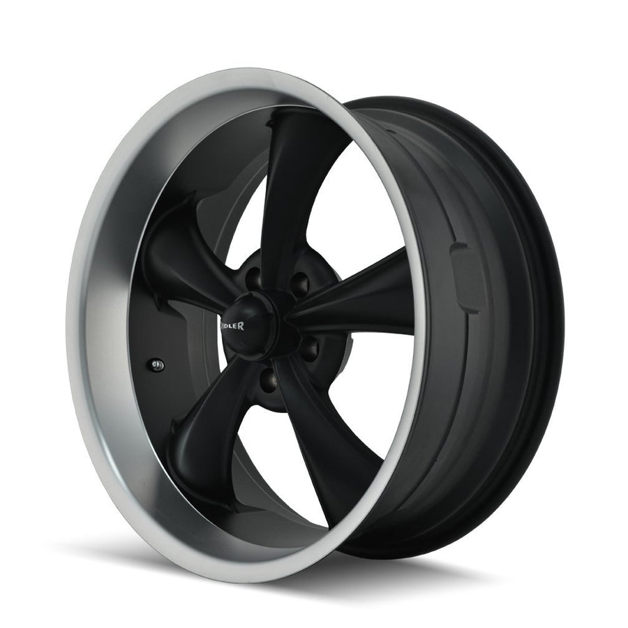 22x10.5 695, Bolt Pattern: 5x4.75/, Offset: 0, MATTE BLACK/MACHINED LIP, set of 1