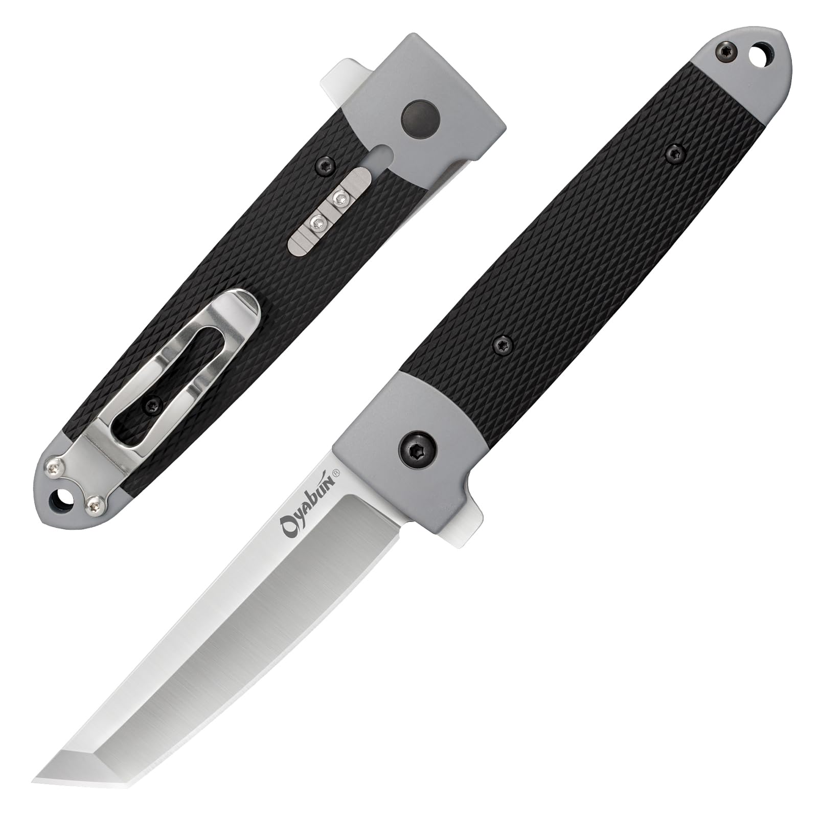 Cold Steel 3.5" Oyabun Tanto Point Razor-Sharp Blade 4.75" Griv-Ex Handle Everyday Carry Pocket Folding Knife w/Spring Leaf Lock