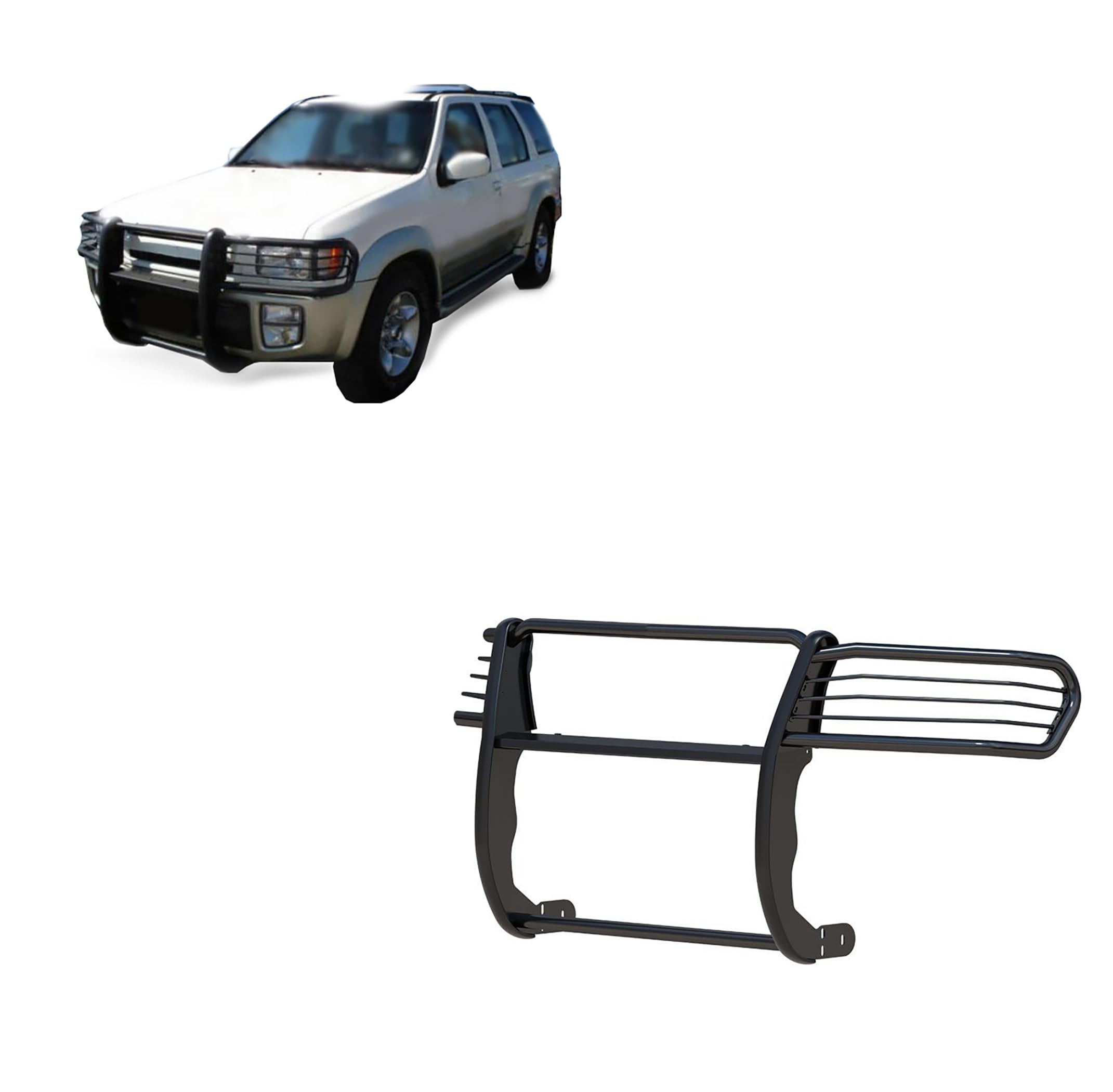 Grille Brush Black Horse Bumper Guard Modular Black Compatible with 1997-2003 Infiniti QX4|1996-2004 Nissan Pathfinder-17NE23MA