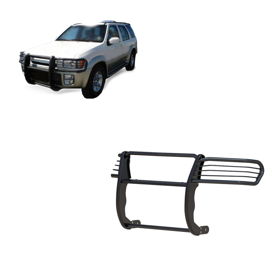 Grille Brush Black Horse Bumper Guard Modular Black Compatible with 1997-2003 Infiniti QX4|1996-2004 Nissan Pathfinder-17NE23MA