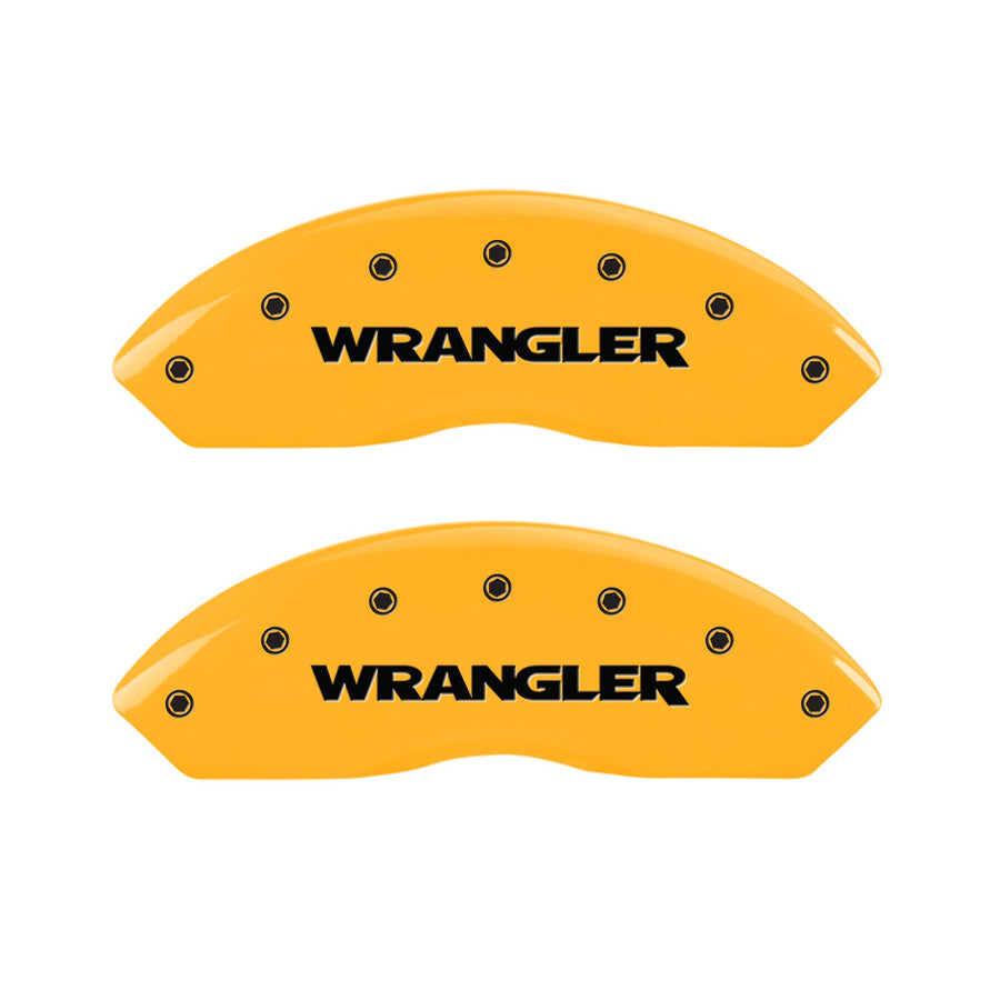 MGP Caliper Covers Yellow 42014SWRGYL Front and Rear Powder Coat Finish Black Character Caliper Cover, Set of 4