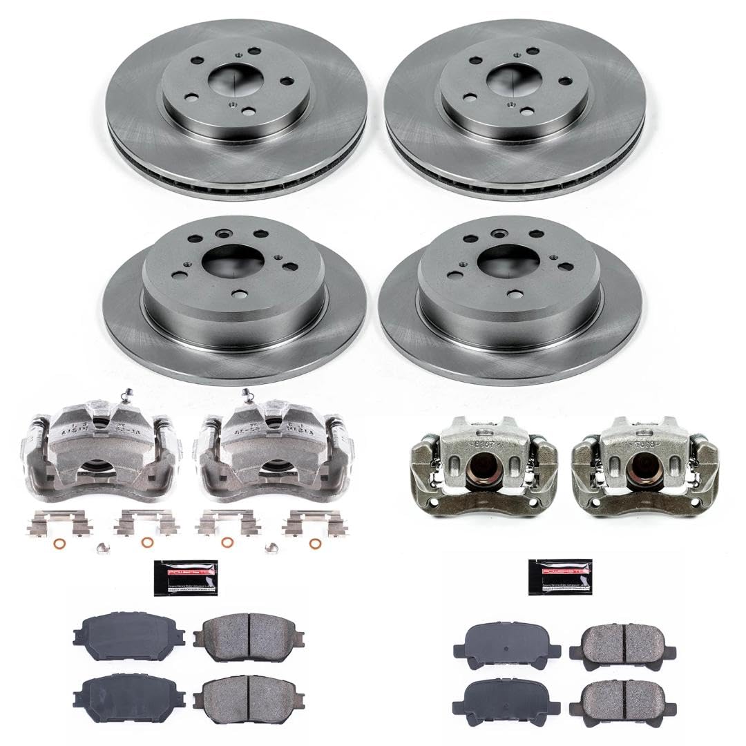 Power Stop KCOE2415 Replacement Autospecialty Front and Rear Brake Kit- Brake Rotors, Ceramic Brake Pads & Calipers For Toyota Camry 2002-2004 [Model Specific]