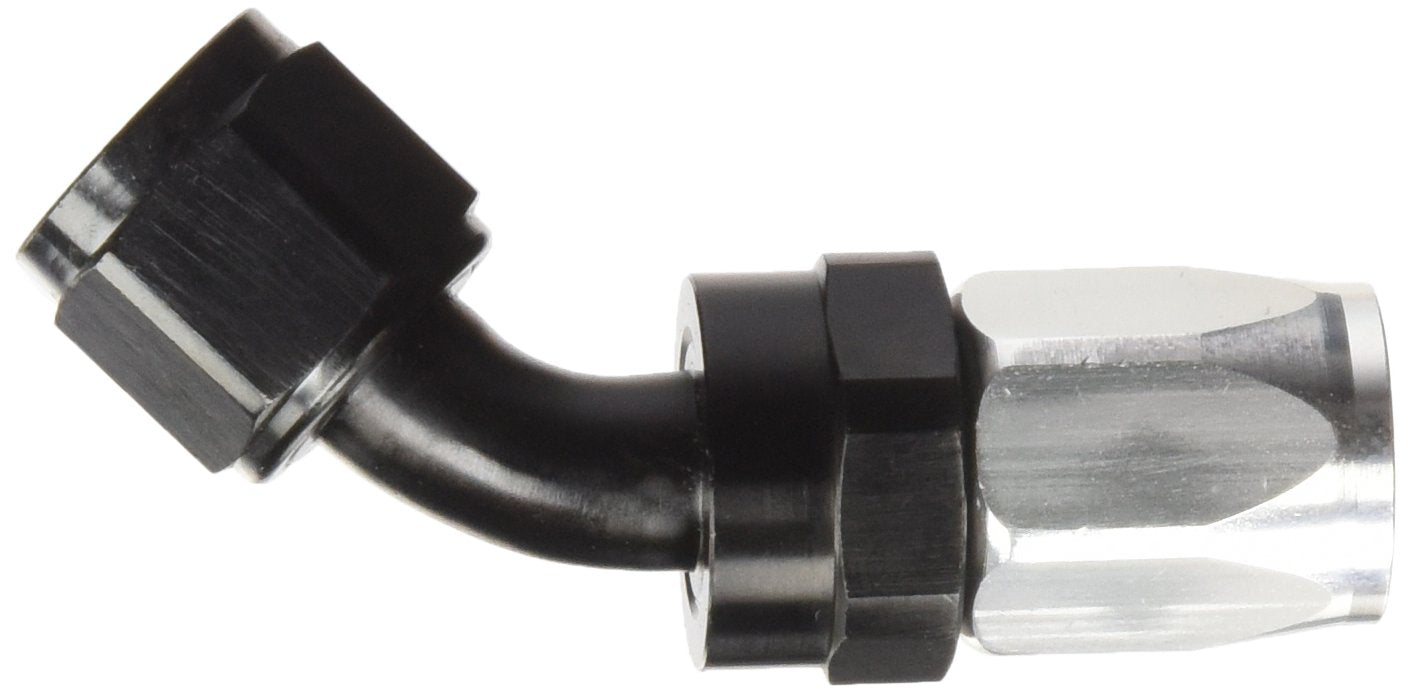 Edelbrock 610103 Black/Silver -8 AN 45 Degree Full Flow Hose End Russell