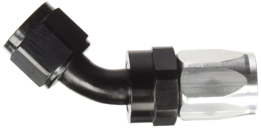 Edelbrock 610103 Black/Silver -8 AN 45 Degree Full Flow Hose End Russell