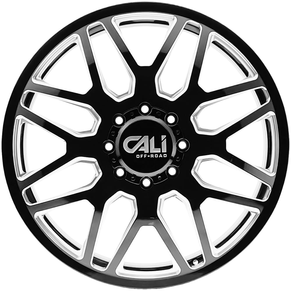 CALI 9115D INVADER DUALLY GLOSS BLACK/MILLED SPOKES 24X8.25 8-165.1 115MM 121.3MM