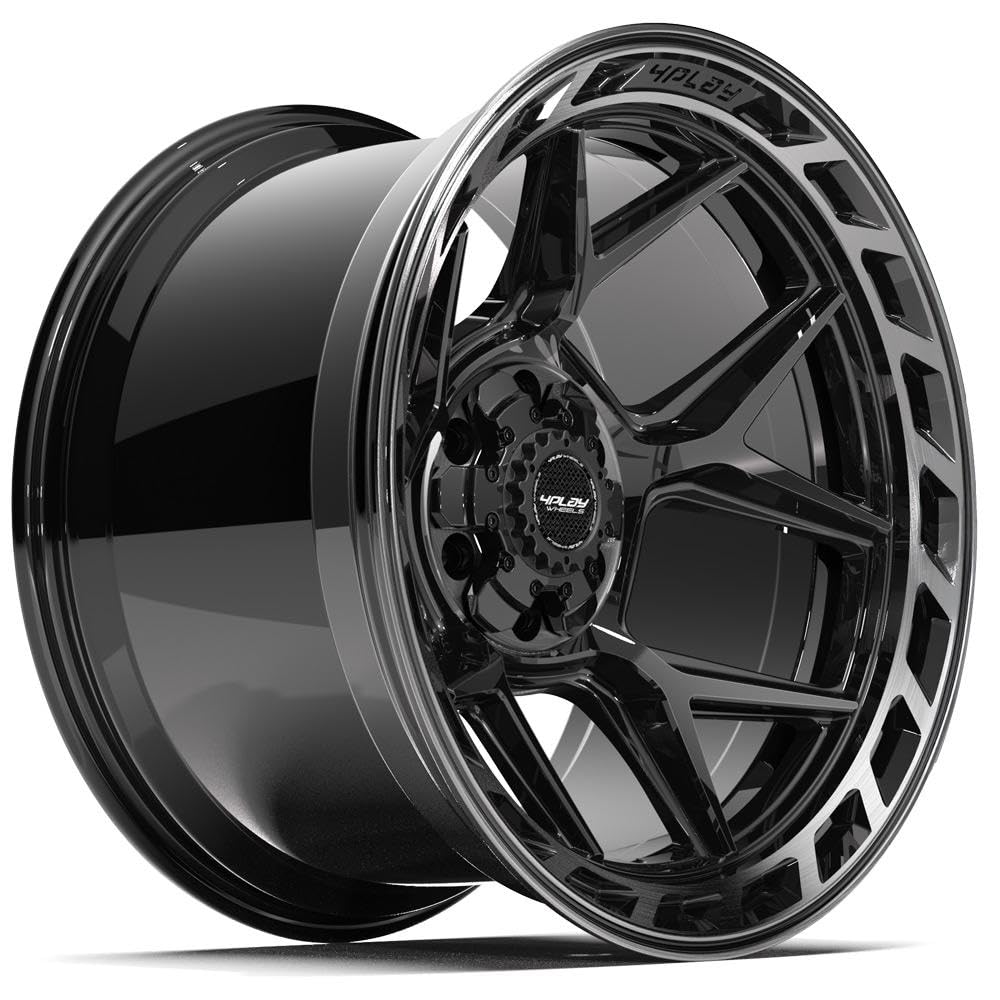4PLAY 20 Inch Wheels Rim 4P55 Fits 6x135 & 6x139.7 20x12 Gloss Black Brushed with Tinted Clear (1)