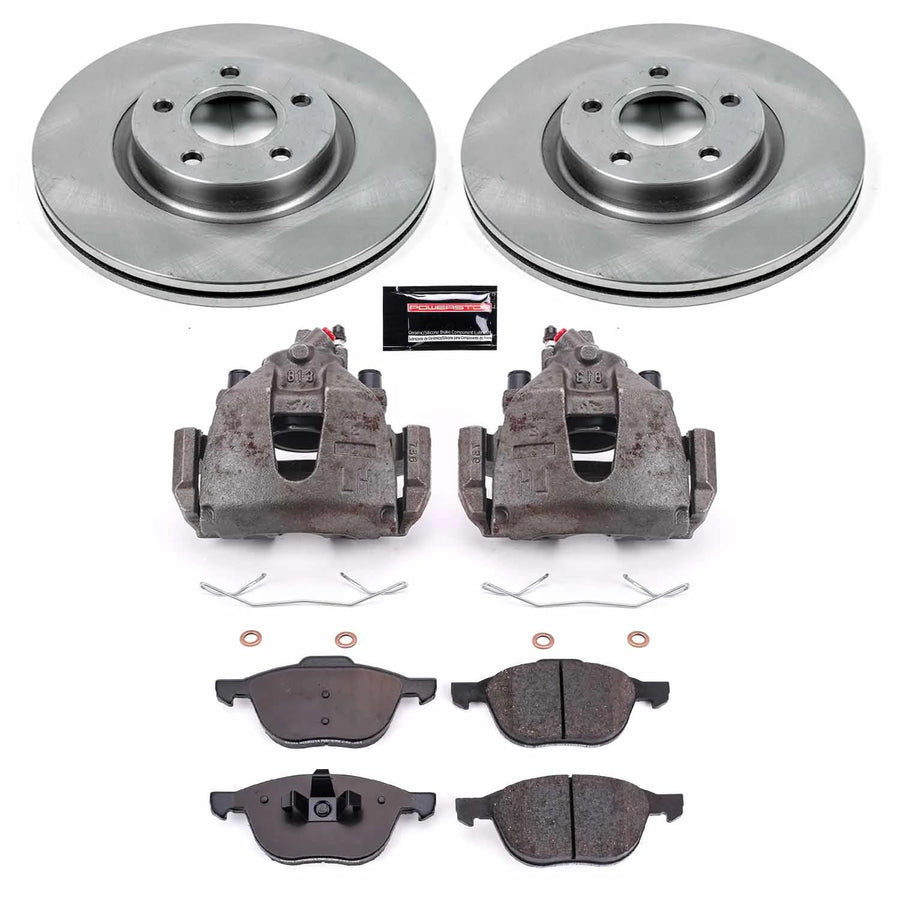 Power Stop KCOE4575A Replacement Autospeciality Front Caliper Kit- OE Rotors, Ceramic Brake Pads, Calipers For Volvo C30 2008-2013 [Model Specific]