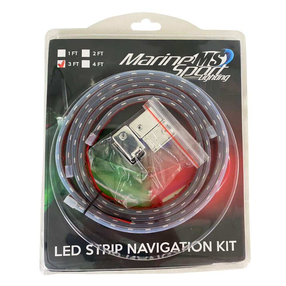 Marine Sport Lighting Bow Light Marine Fit 36in LED Strip Starboard and Port sidelight Nav kit (3FT) MSL3FTSL