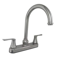 Empire Faucets 8" Non-Metallic Kitchen Faucet U-YNN800GSN-DH3-25MM with Solid Saber Handles & 25mm Gooseneck Spout - Brushed Nickel