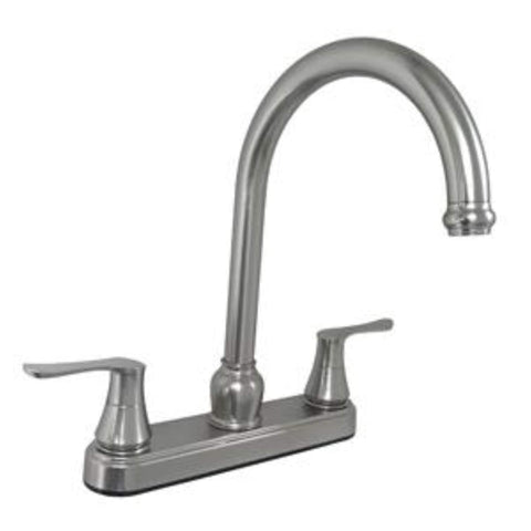 Empire Faucets 8" Non-Metallic Kitchen Faucet U-YNN800GSN-DH3-25MM with Solid Saber Handles & 25mm Gooseneck Spout - Brushed Nickel