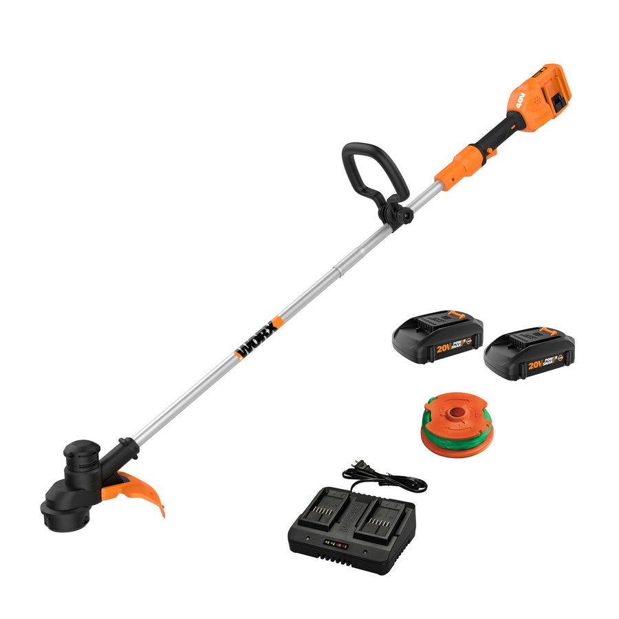 40V Worx WG183 13" Cordless String Trimmer (Batteries & Charger Included), Black and Orange