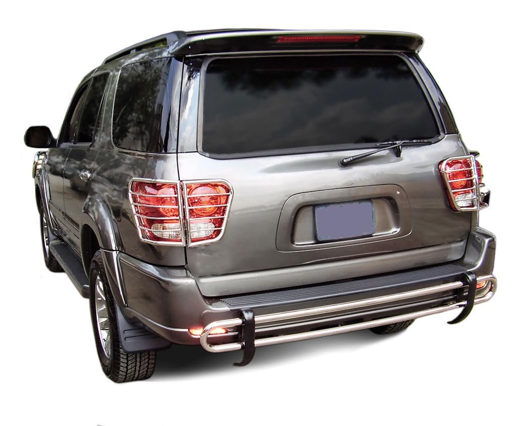 Rear Bumper Guard Black Horse Double Tube Stainless Steel Compatible with 2001-2007 Toyota Sequoia-8D094828SS