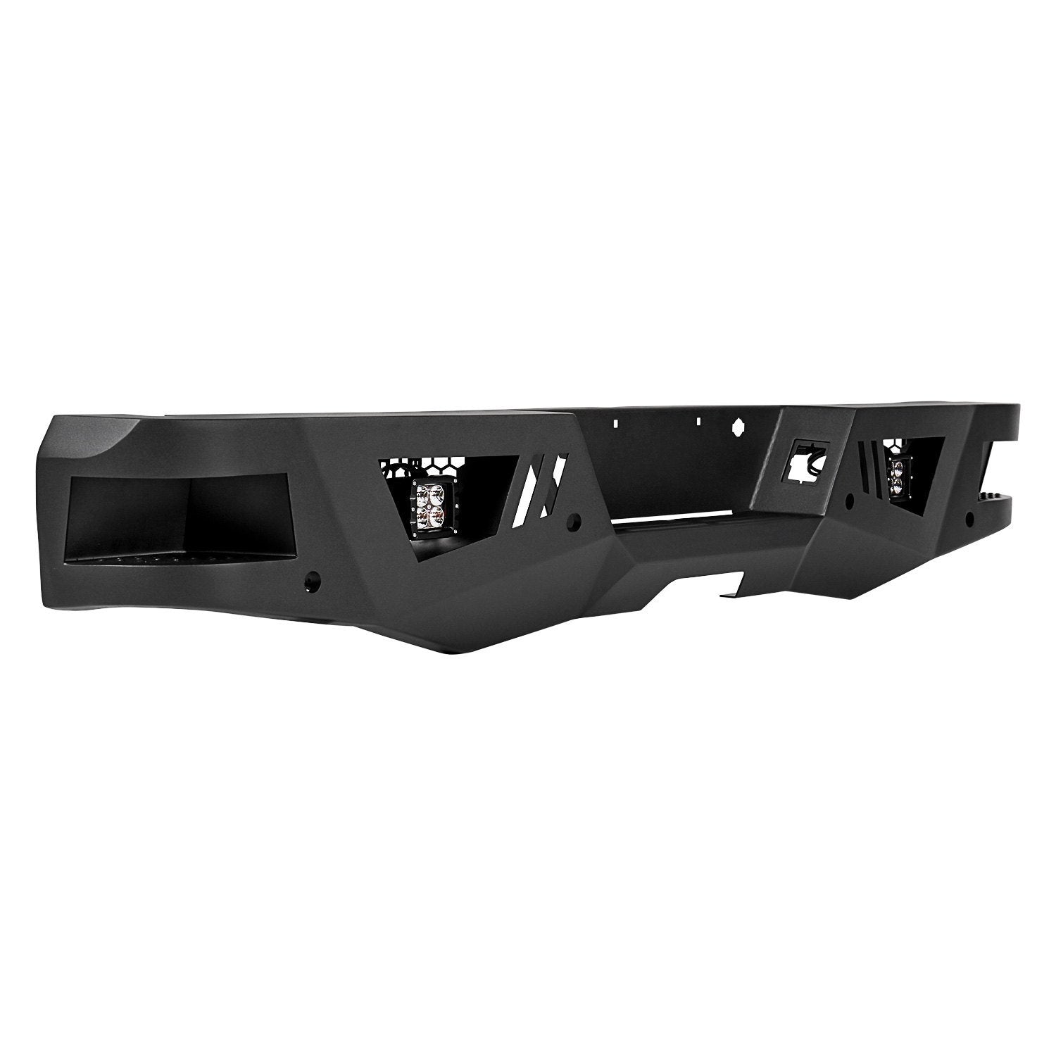 Heavy Duty Black Horse Armour Rear Bumper Matte Black Includes 1 Set of 4in Cube Lights Compatible with 2015-2022 Chevrolet Colorado (Excludes ZR2 Model)|2015-2022 GMC Canyon (Excludes ZR2 Model)