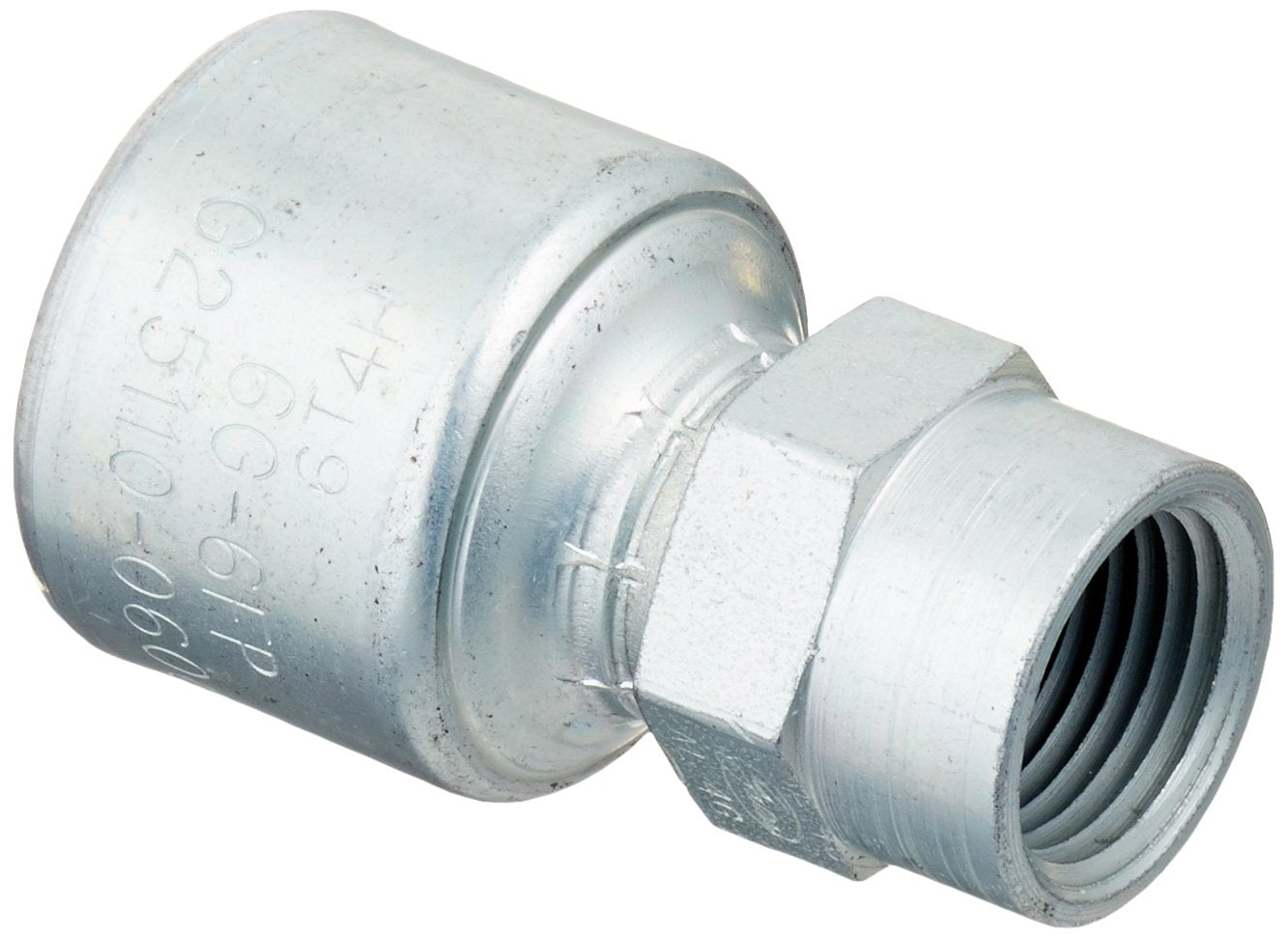 Gates MegaCrimp 6G-6FP Couplings, Female Pipe, NPTF Without 30 Cone Seat, Zinc Plated Carbon Steel, 2.06", 3/8" ID (Pack of 5)