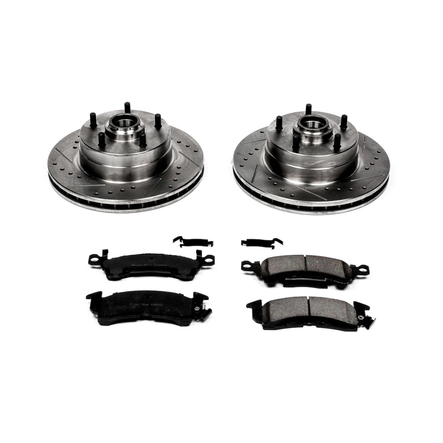 Power Stop K2579 Z23 Carbon Fiber Brake Pads with Drilled & Slotted Brake Rotors Kit
