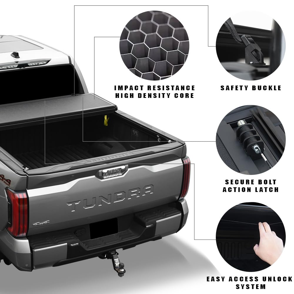 CoveRex TFX Series Armordillo USA Low Profile Hard Tri-Fold Truck Bed Tonneau Cover Fits 2016-2024 Nissan Titan 5.5 Ft (66") Short Bed