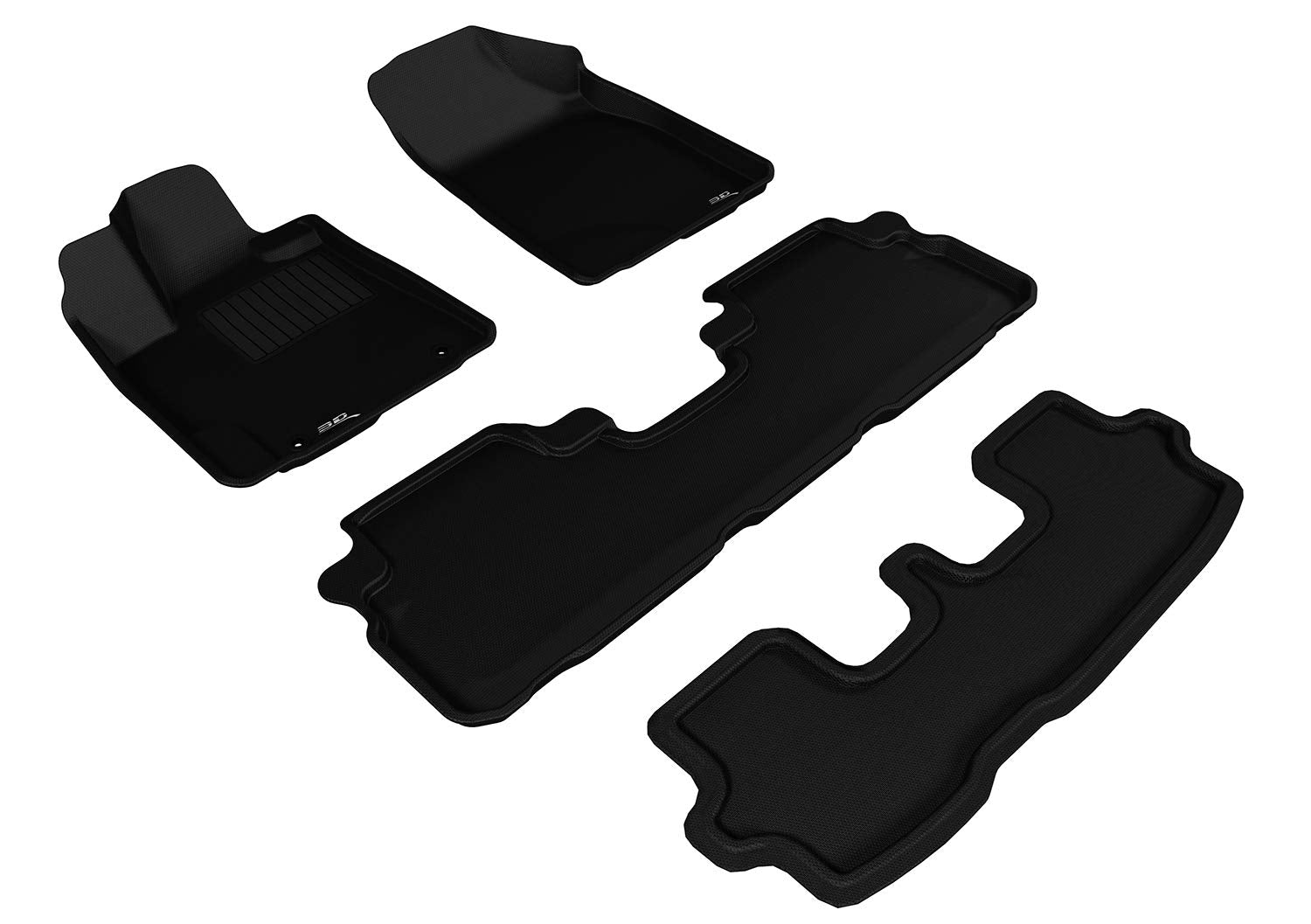 3D MAXpider KAGU Custom Fit Floor Mat (BLACK) for 2008-2013 TOYOTA HIGHLANDER HYBRID - 1ST ROW 2ND ROW 3RD ROW