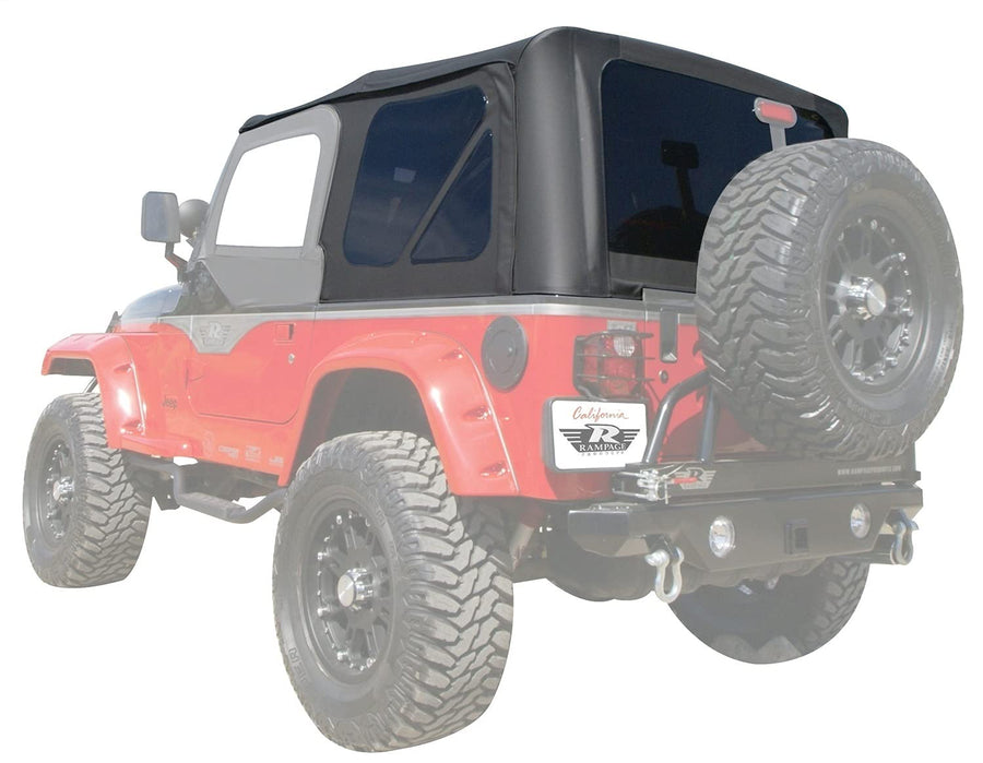 Rampage Products Premium Rampage Replacement Soft Top with Tinted Windows | Sail Cloth, Black Diamond Color | 912835 | Fits 1997 - 2006 Jeep Wrangler TJ with Full Steel Doors