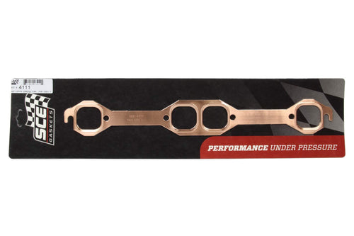 SCE Gaskets Exhaust Gasket/Manifold Header, Pro Copper, 1.600 x 1.740 in Port, Copper, 18 Degree/Brodix Head, Small Block Chevy, Pair