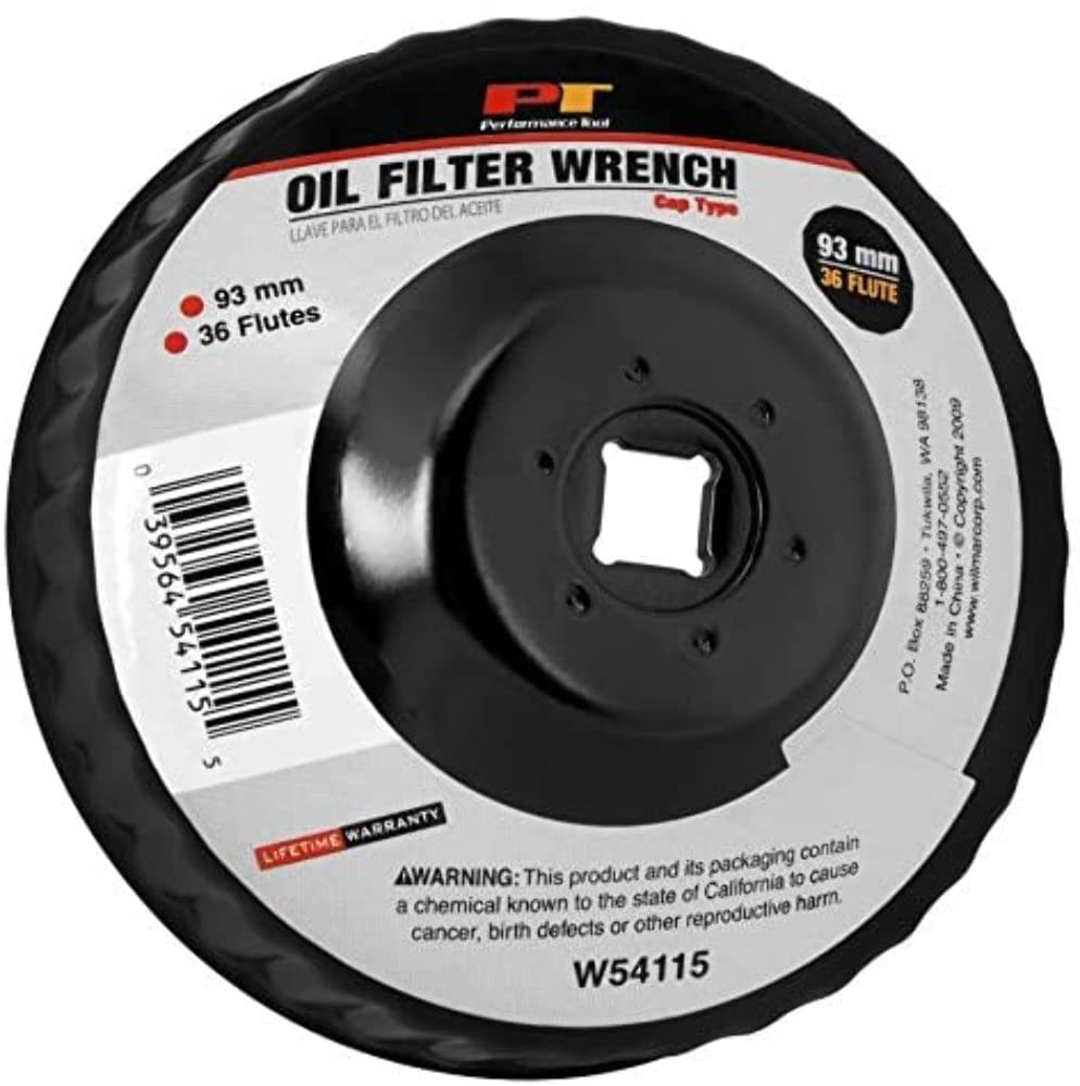 W54115 Performance Tool Steel Oil Filter Wrench with 3/8-Inch Drive, Fits Multiple Brands of Oil Filters, Durable Construction for Strength