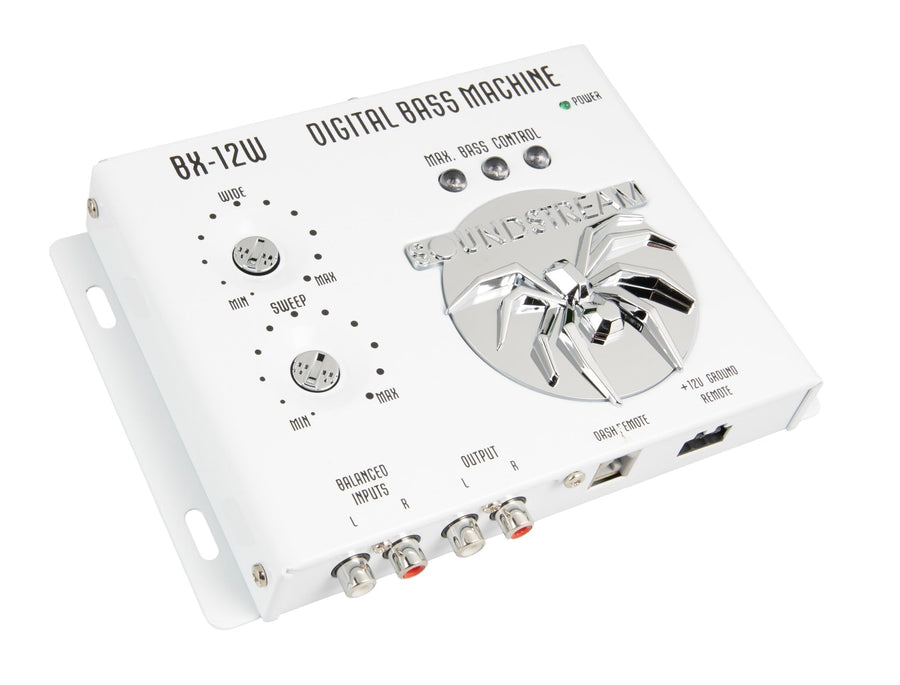Bass Processor Soundstream BX-12W – White | Subwoofer Bass Booster and Epicenter Alternative for Factory & Aftermarket Sound Systems | Car Audio Bass Restoration Processor with Remote Control