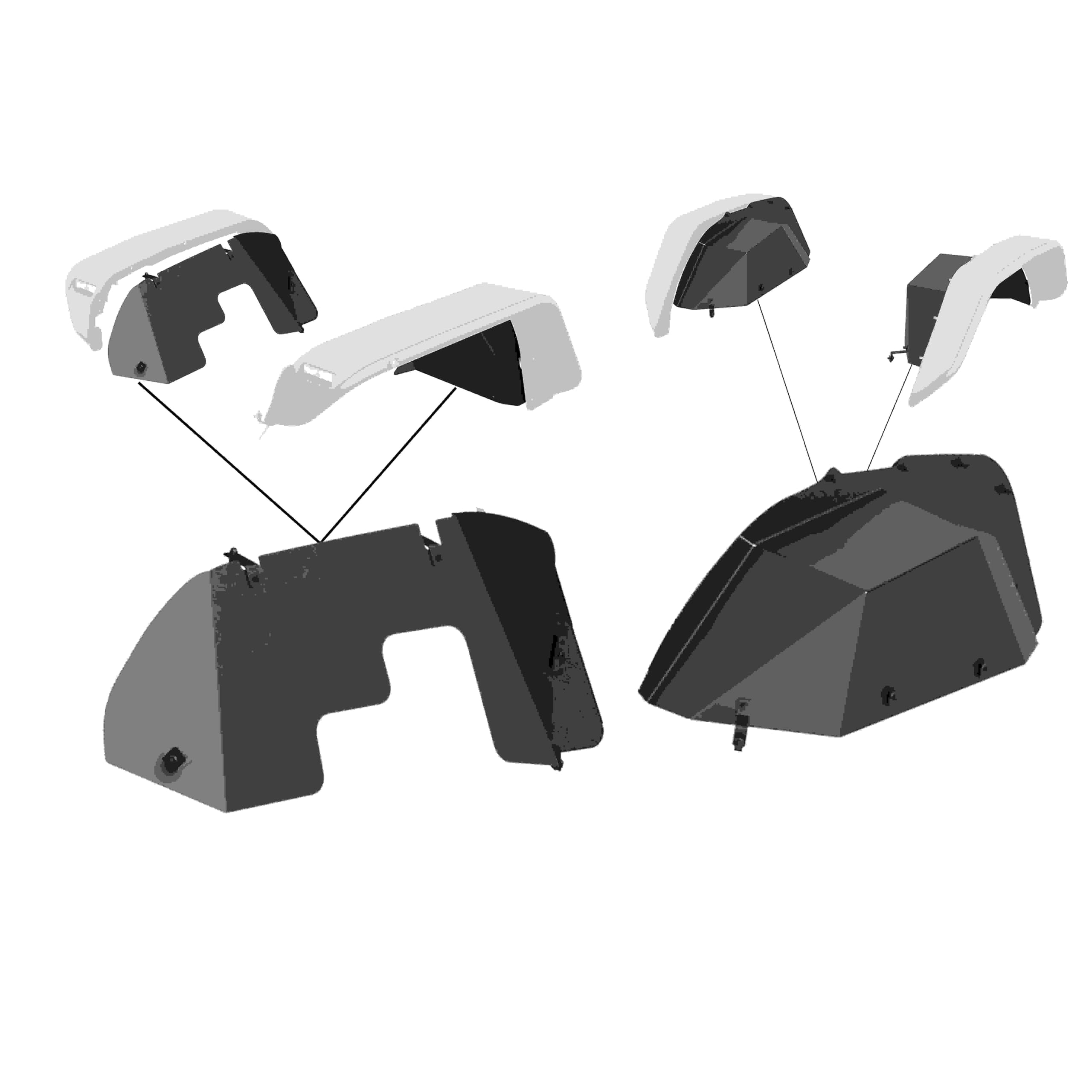 Full Set Black Horse Inner FENDER FLARES Liners - Front & Rear Matte Black Compatible with 2020-2023 Jeep Gladiator-INFR20G