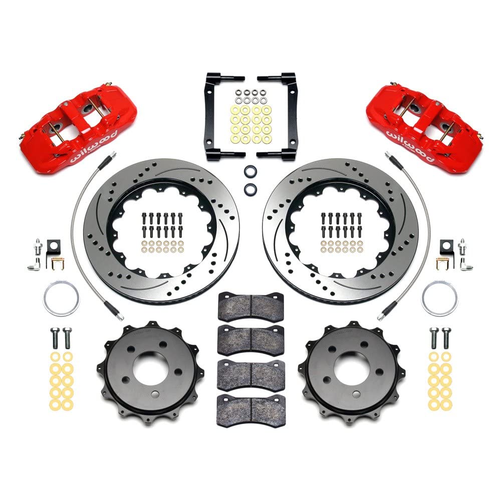 WILWOOD Rear Kit 140-12932-DR,14.00, Drilled, Red, 2008-2009 Pontaic G8 w/Lines