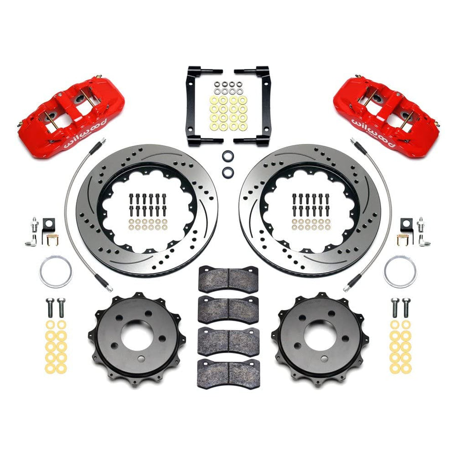 WILWOOD Rear Kit 140-12932-DR,14.00, Drilled, Red, 2008-2009 Pontaic G8 w/Lines