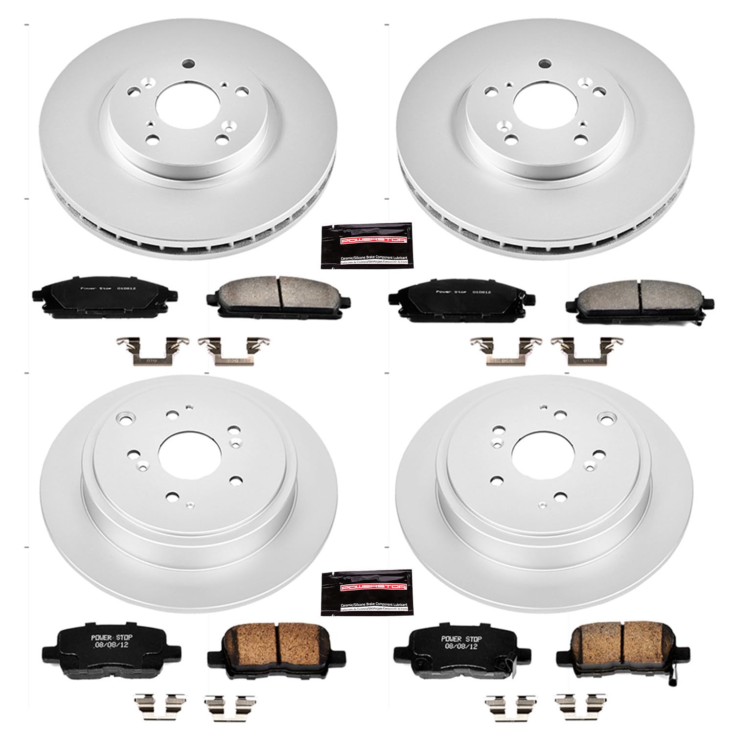 Power Stop Coated Brake Rotor & Ceramic Brake Pads CRK2291 - Front & Rear For Acura MDX 2003-2006 [Vehicle Specific]