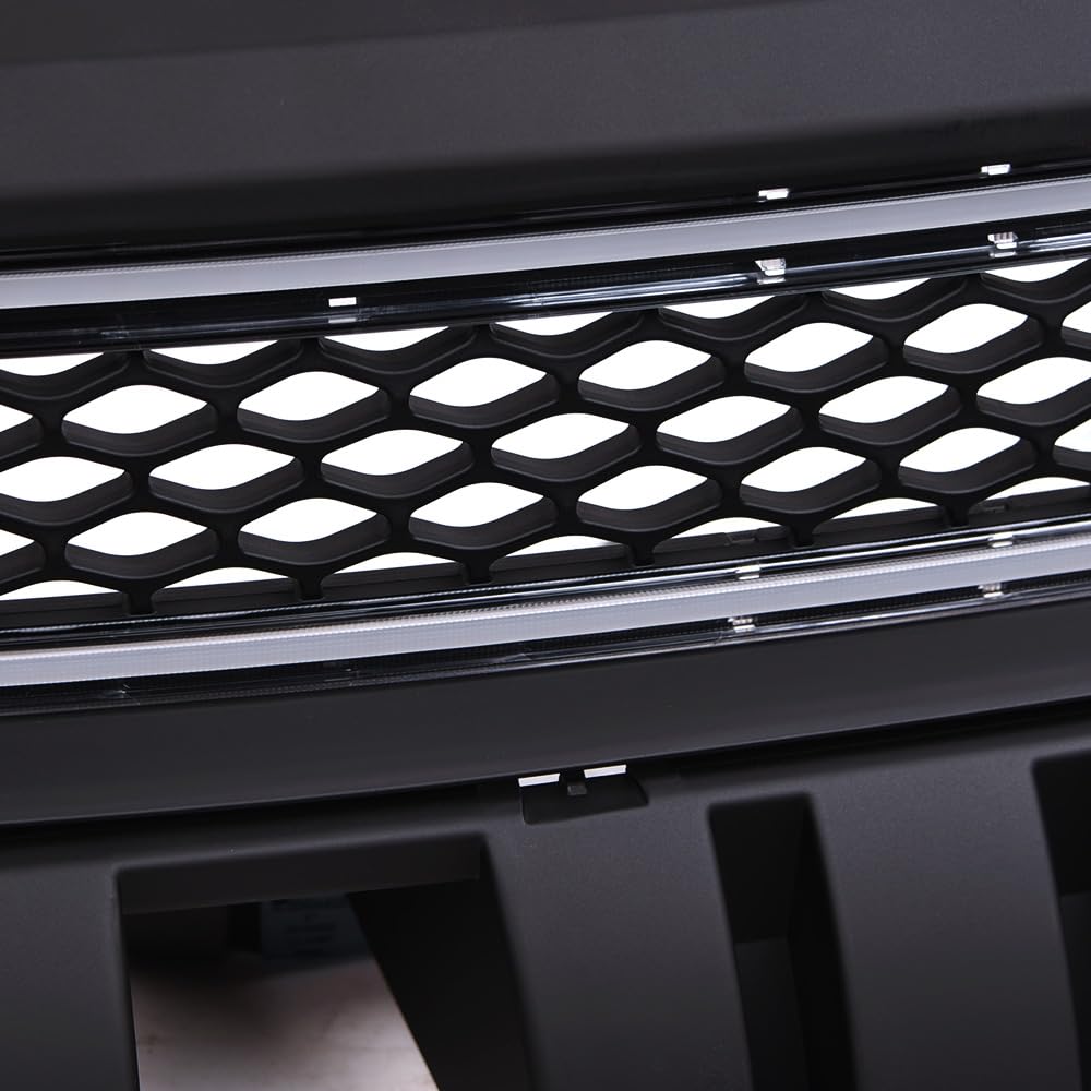 HEX Style Armordillo Honeycomb Mesh LED Front Grille|Compatible With 2015-2023 Dodge Charger|8734995|ABS Plastic|Matte Black|Front Hood Bumper Grille With LED Light Bar