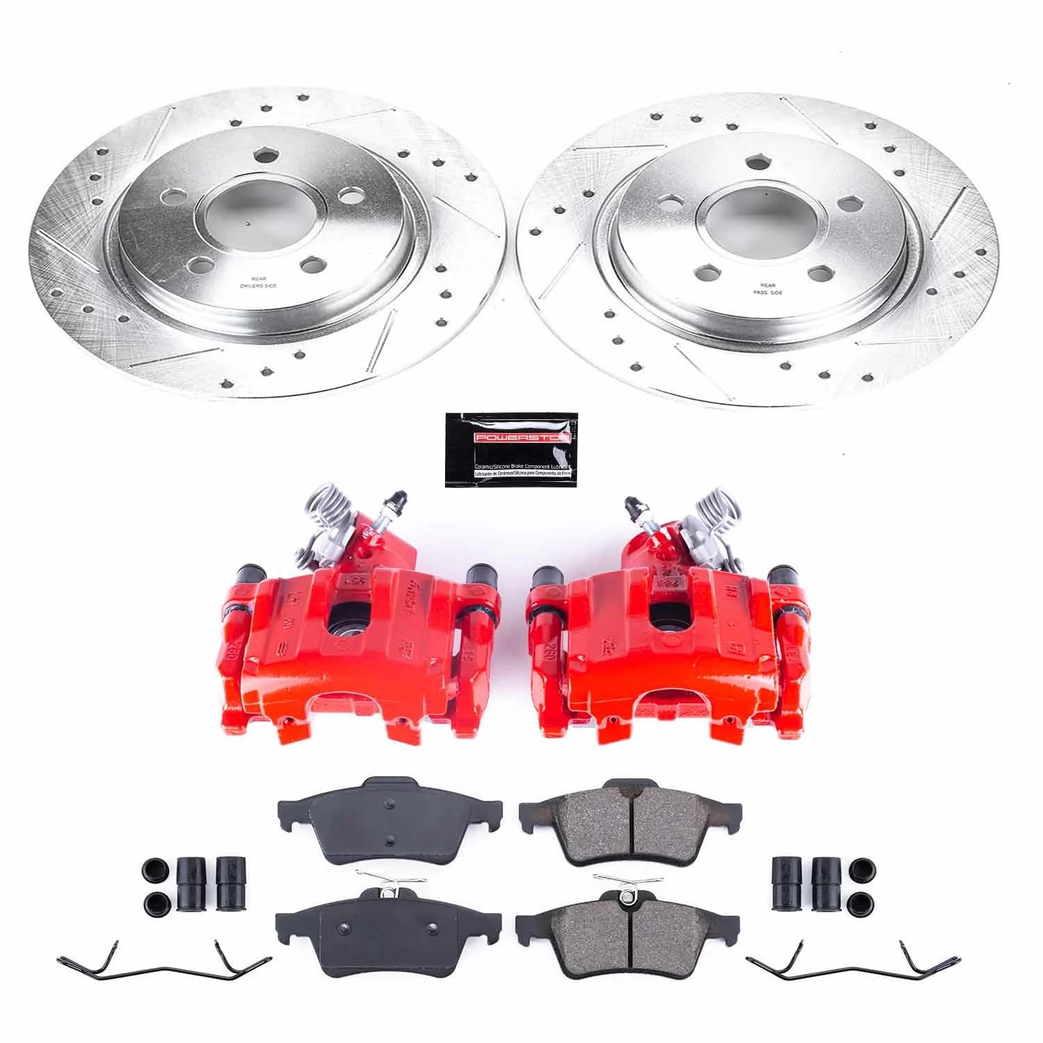 Power Stop KC4613, Rear Brake Caliper Kit-Drilled/Slotted Rotor, Brake Pads & Calipers Z23 Daily Driver For Volvo C30, Volvo C70, Volvo S40, Volvo V50 [Model Specific]