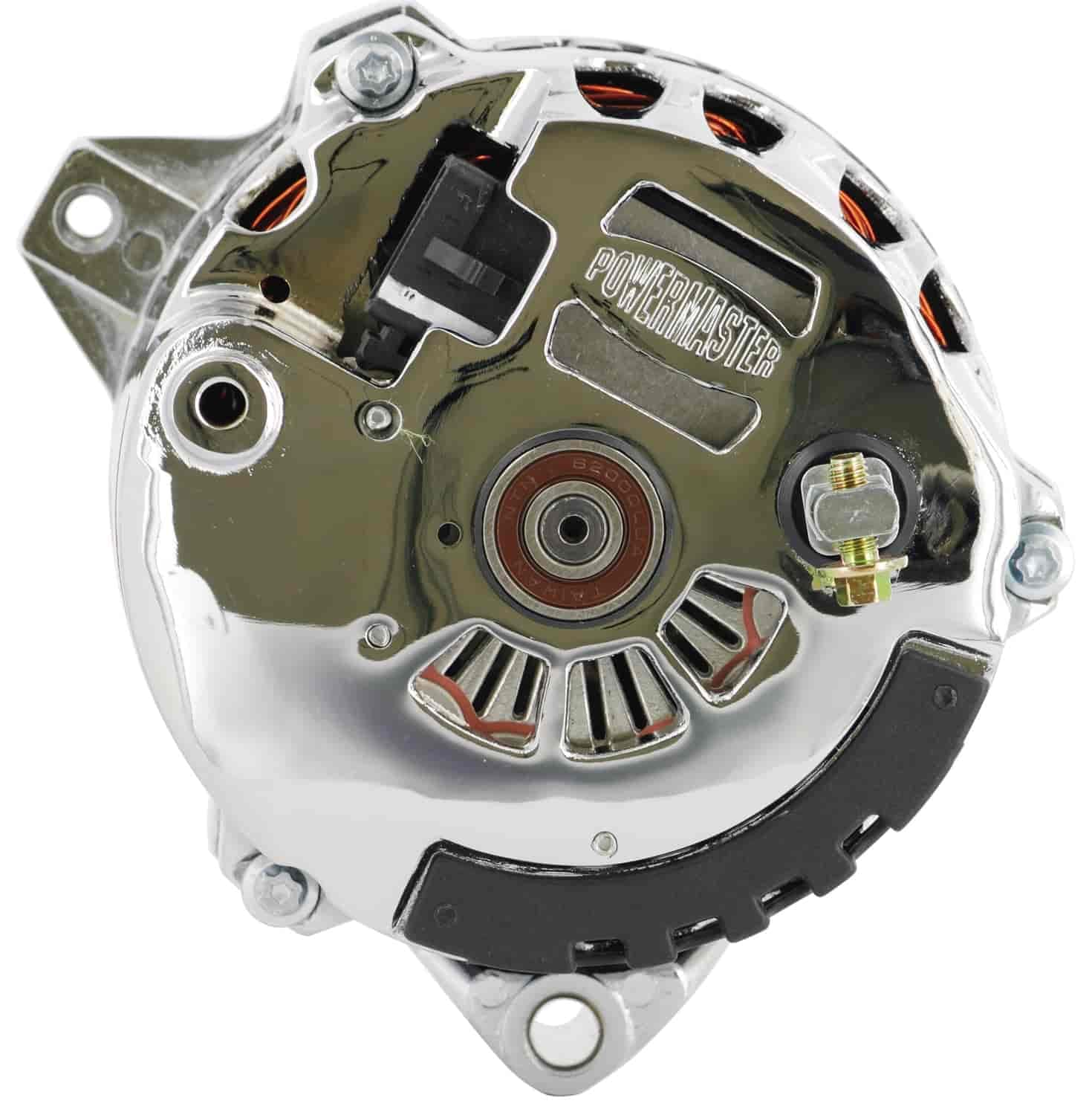 Alt GM CS130 Chrome 140A 6 grv Pulley Offset Right MTG 1-Wire or OE Hookup - Powermaster