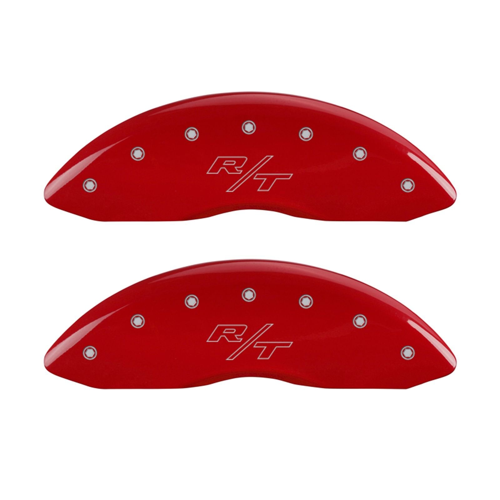 Caliper Covers MGP 12088SRTRRD (Red Powder Coat Finish, Engraved Front and Rear: Vintage Style/RT, Silver Characters, Set of 4)