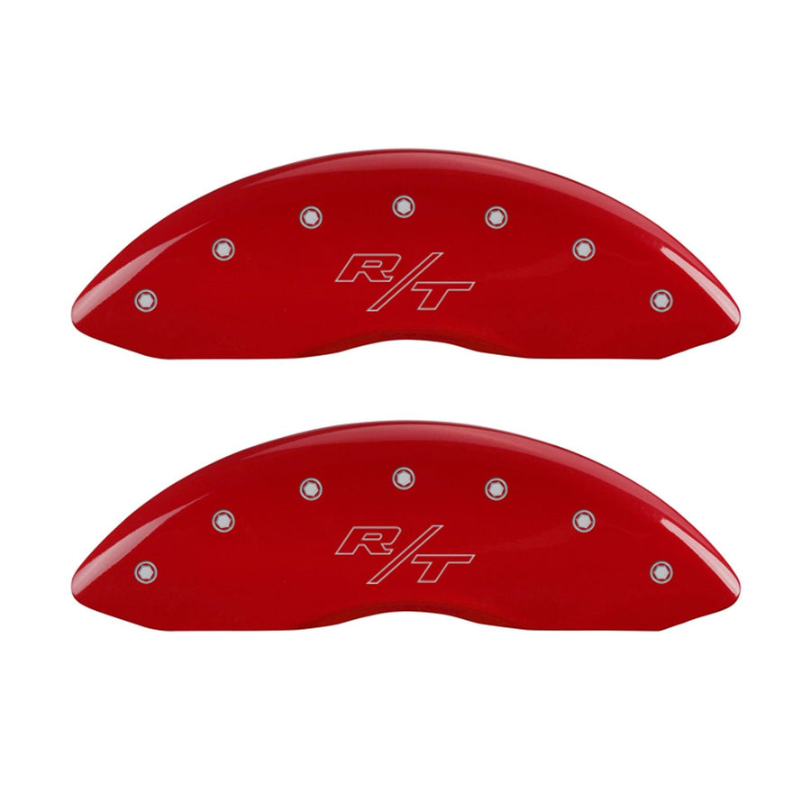 Caliper Covers MGP 12088SRTRRD (Red Powder Coat Finish, Engraved Front and Rear: Vintage Style/RT, Silver Characters, Set of 4)