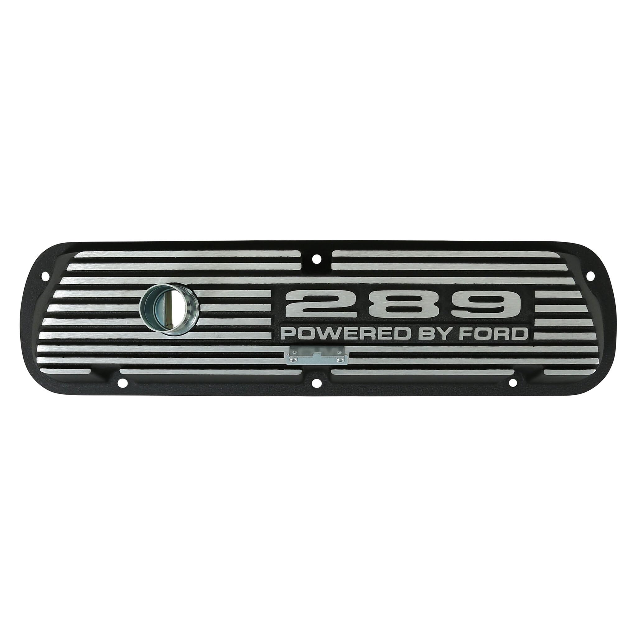 Aluminum Valve Covers Scott Drake with Official 289" "Powered by Ford Lettering in a Silver Powder Coated Finish, Compatible with 1964-1973 Ford Mustang, Model 6A582-289