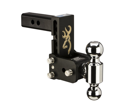 B&W Trailer Hitches Adjustable Tow & Stow Trailer Hitch Ball Mount with Browning Logo - Fits 2" Receiver, Dual Ball (2" x 2-5/16"), 5" Drop, 10,000 GTW - TS10037BB