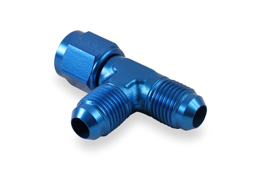 Blue Anodized Aluminum Earl's 926106 -6AN Tee - Female Swivel On Run Adapter