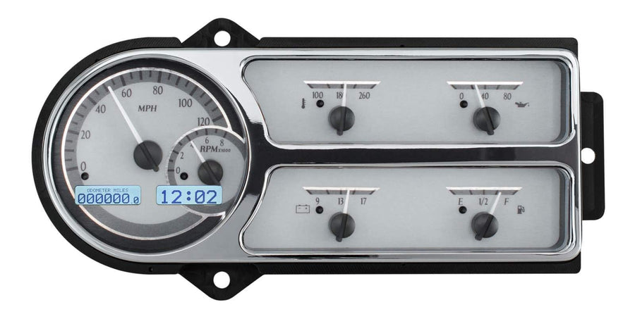 Dakota Digital VHX-48F-PU-S-W Gauge System Compatible with 1948-50 Ford Pickup Truck Silver Alloy White Backlighting