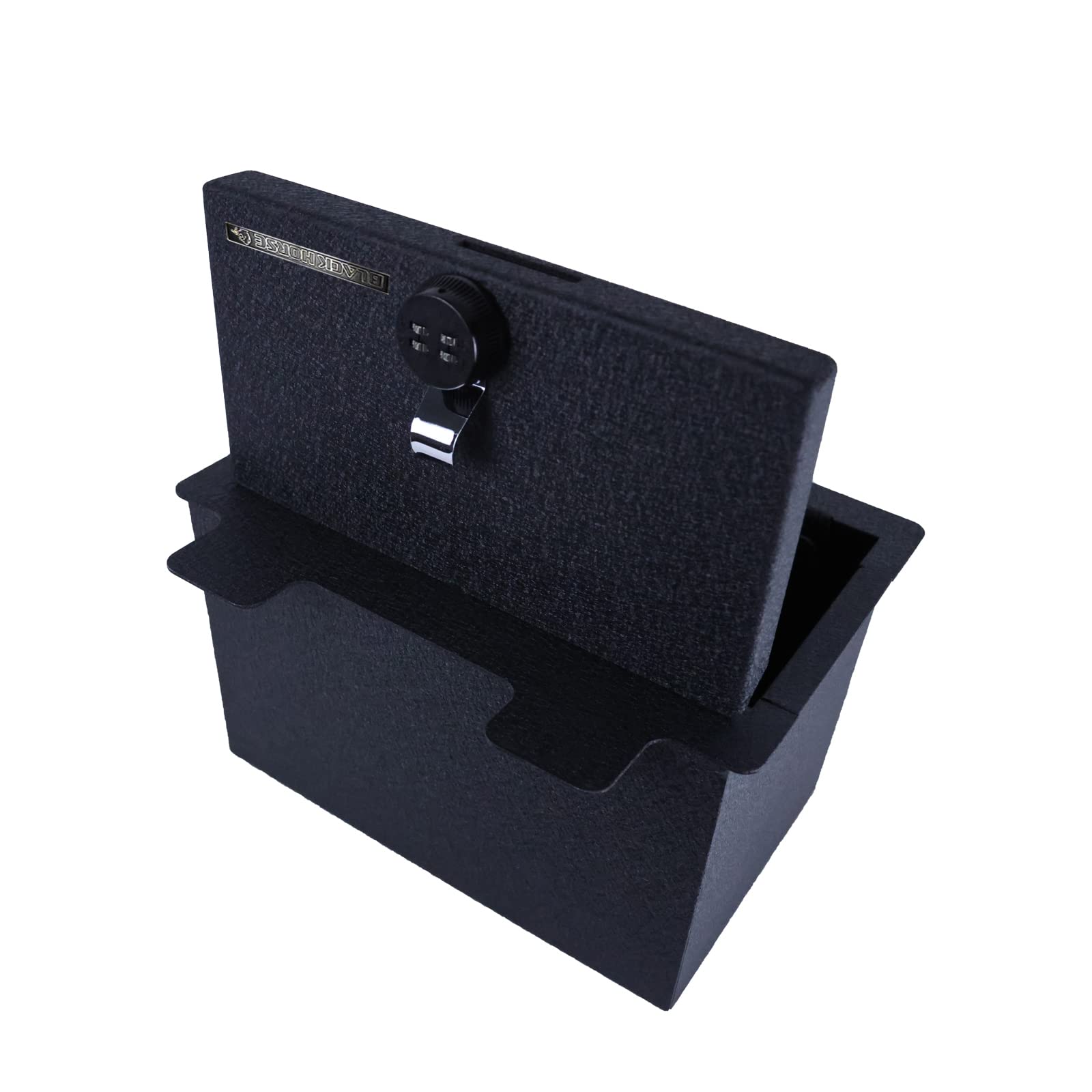 Black Horse Gun Box Organizer Center Console Safe with 4-Digit Combo Lock Compatible with 2019-2022 Sierra/Silverado 1500|2020-2023 Sierra/Silverado 2500 HD/3500 HD-ASGM01