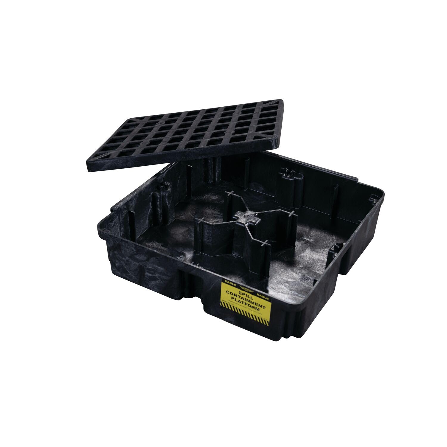 Eagle One Modular Drum Spill Platform, 26.25"x26"x6.5", 15 Gallon Sump, 2,000 lbs. Load Capacity Containment Tray, Made in USA, Black, 1633B