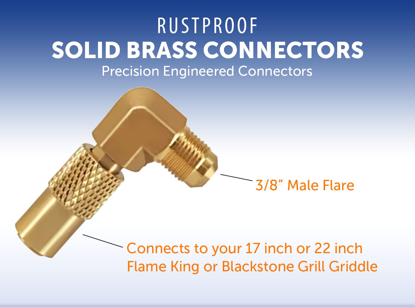 Flame King Elbow Adapter Propane with 3/8" Male Flare for 17" or 22" Blackstone or Griddle Flame King